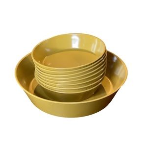 Vintage Set of 9 Melamine Plastic Bowls Mustard Yellow Made In USA